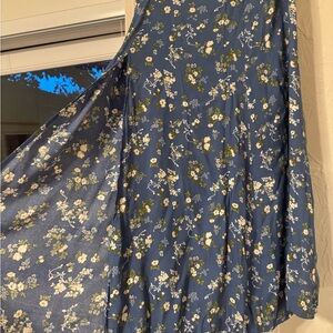 Reformation Blue Floral A-Line Skirt